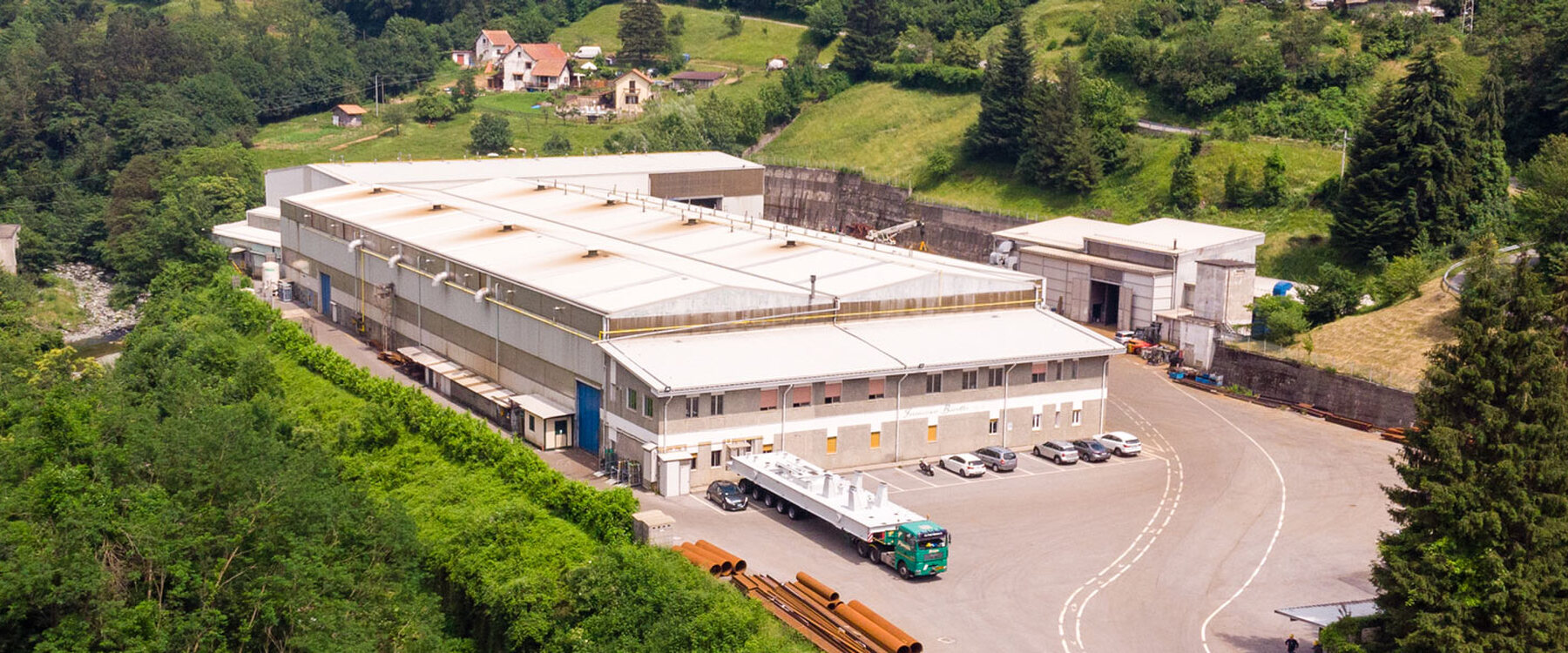 Francesco Baretto S.p.A. plant in Masone, aerial view